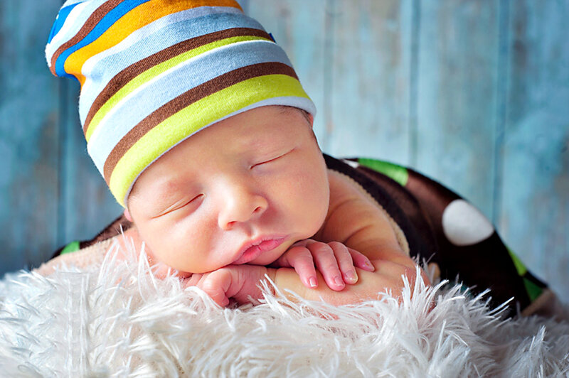 Newborn Baby Sleeping — White, Serene, Photograph, Hat
