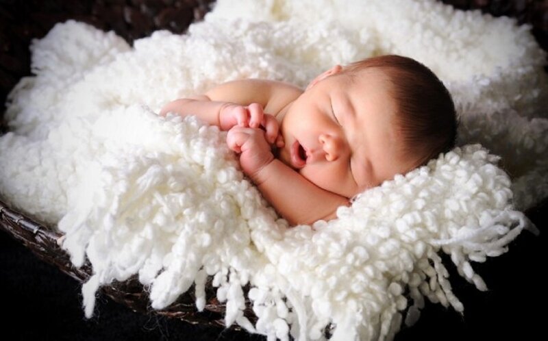 Newborn Baby Sleeping — White, Serene