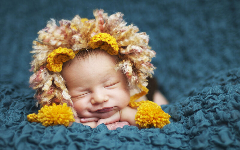 Newborn Baby Wearing Hat