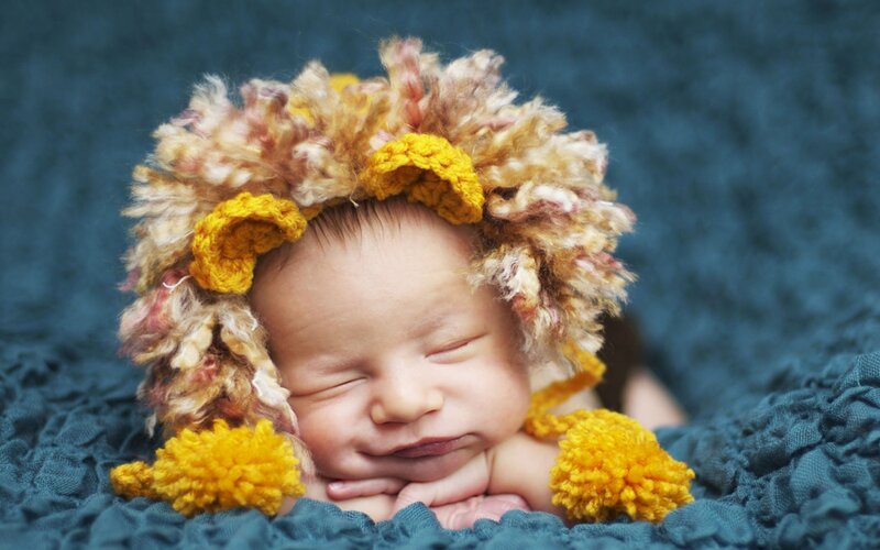 Newborn Baby Wearing Hat — Yellow