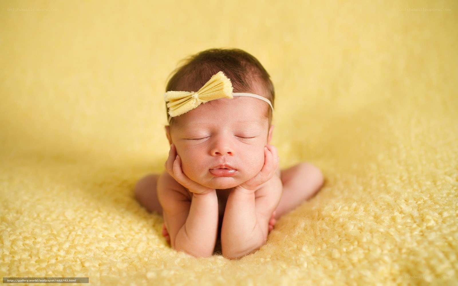 Newborn baby with bow