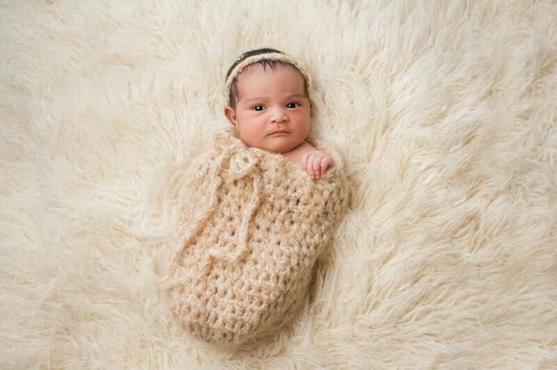Newborn Baby Wrapped — Cream