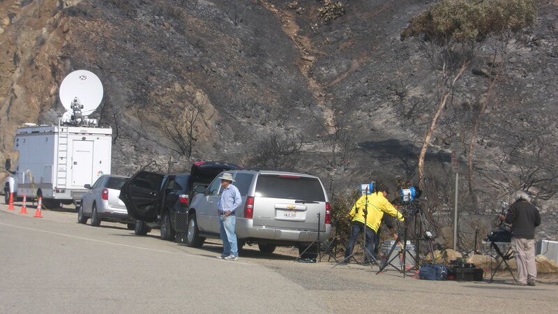 News Crew at Fire Site