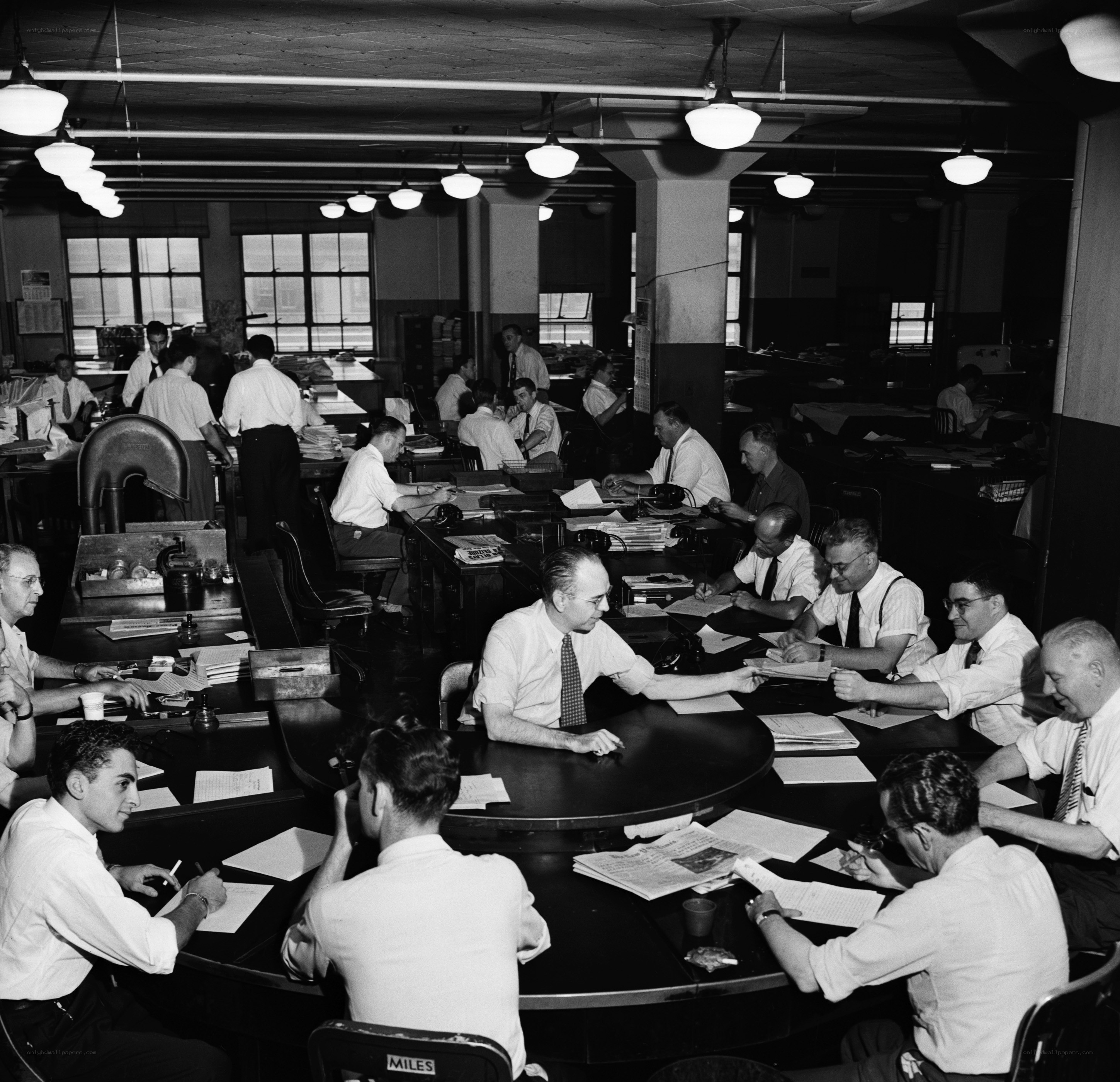 Newsroom staff at work