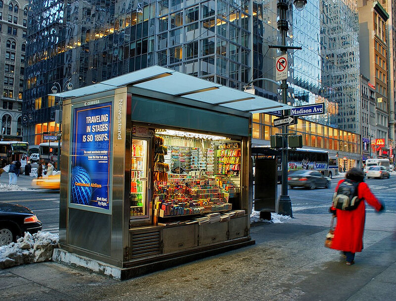 Newsstand Kiosk on Sidewalk