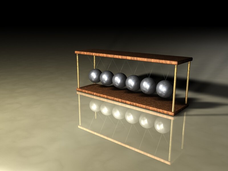 Newton's cradle on reflective surface