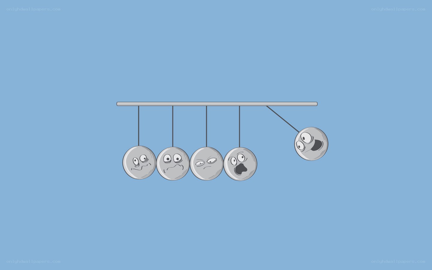 Newton's cradle with faces