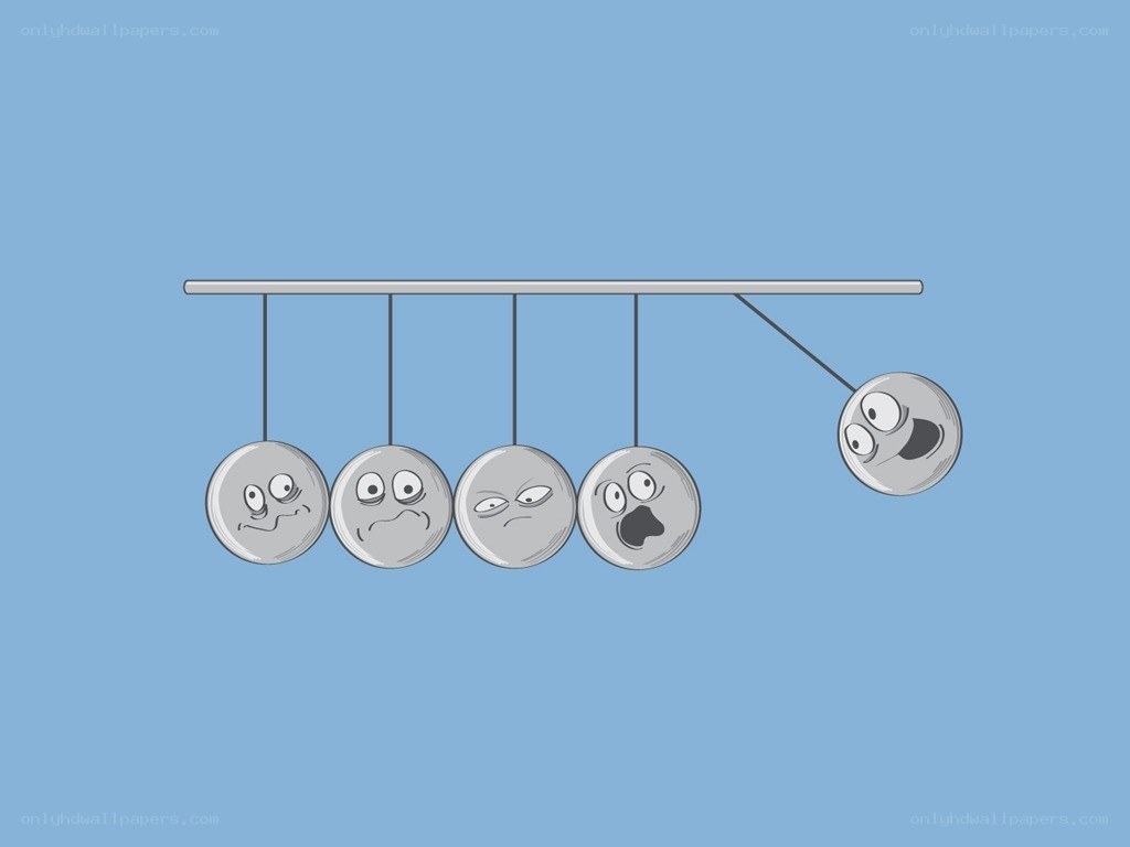 Newton's cradle with faces