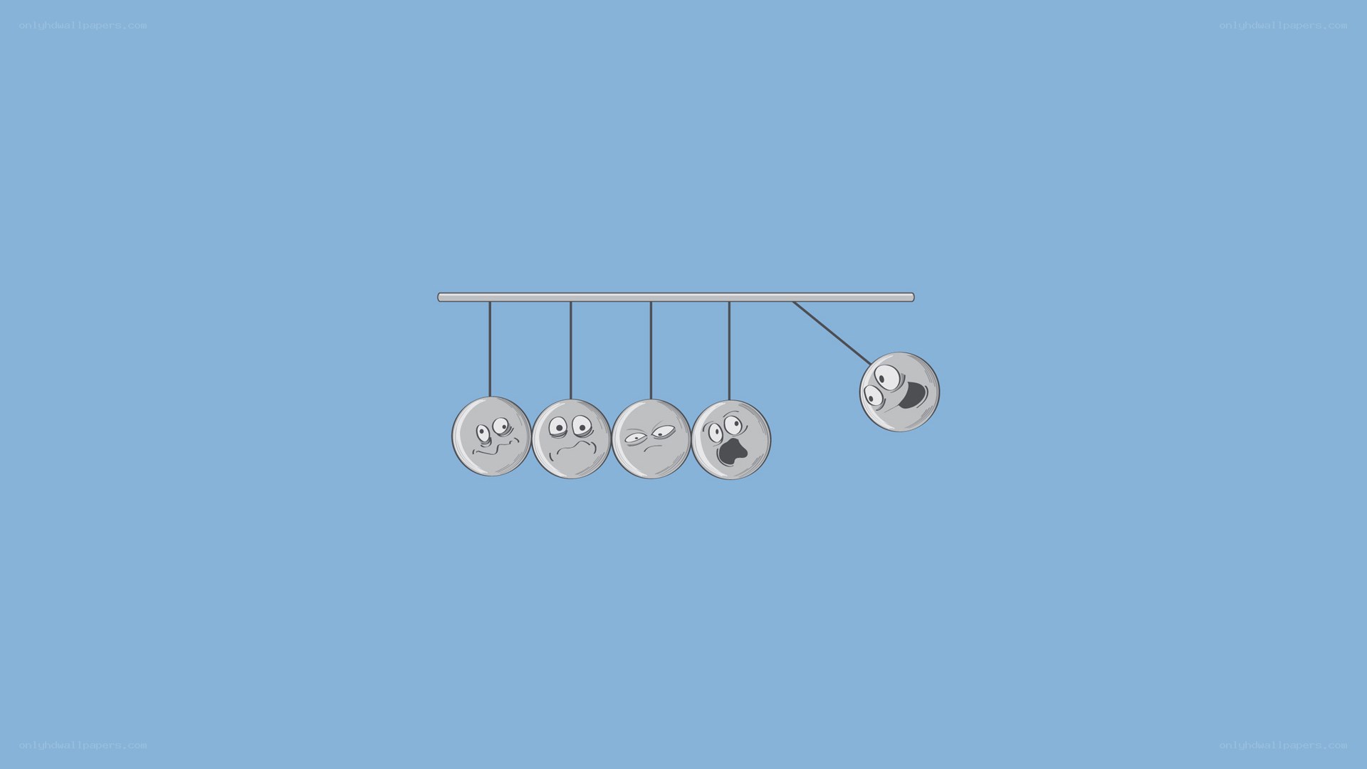 Newton's cradle with faces