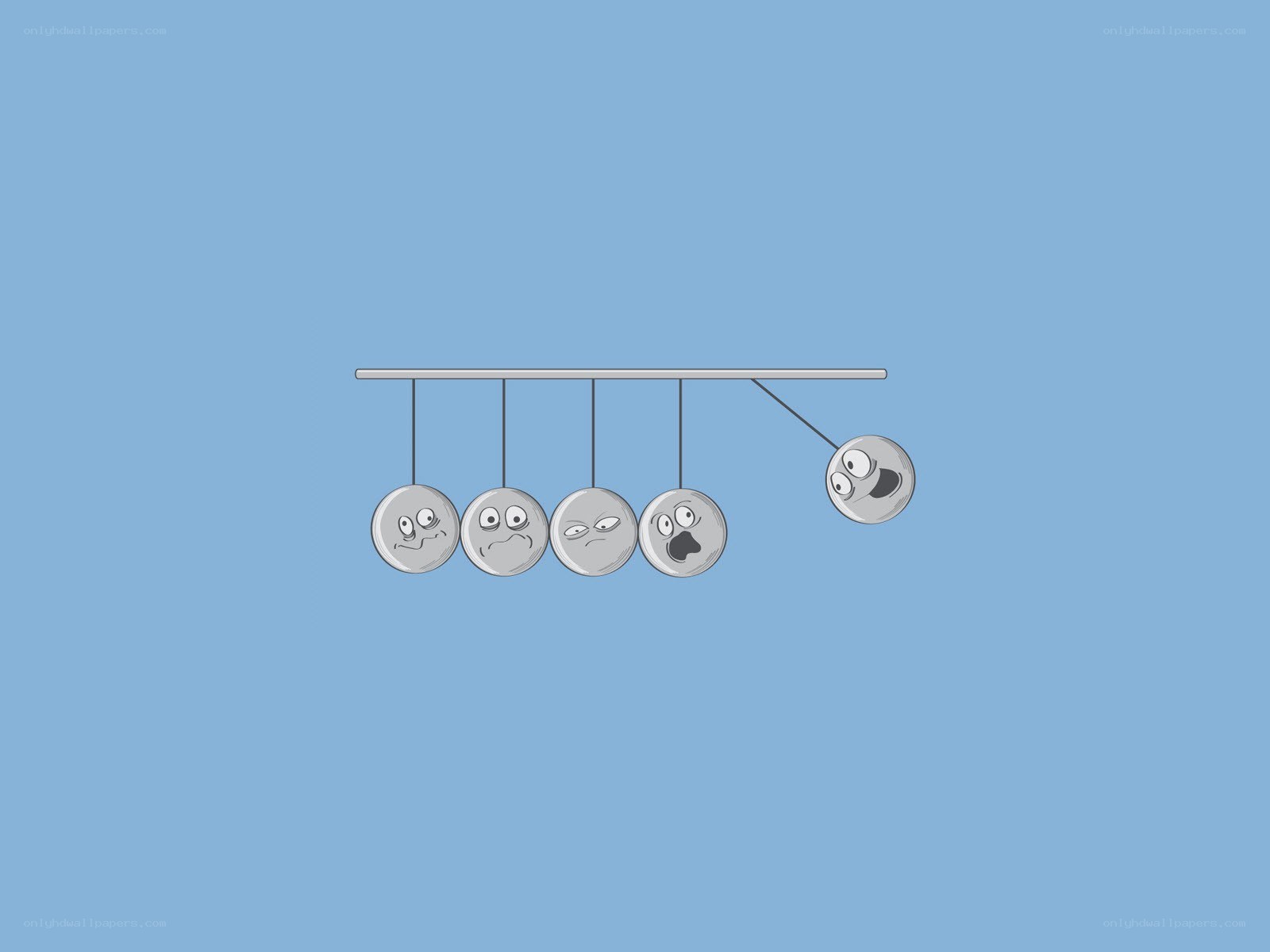 Newton's cradle with faces