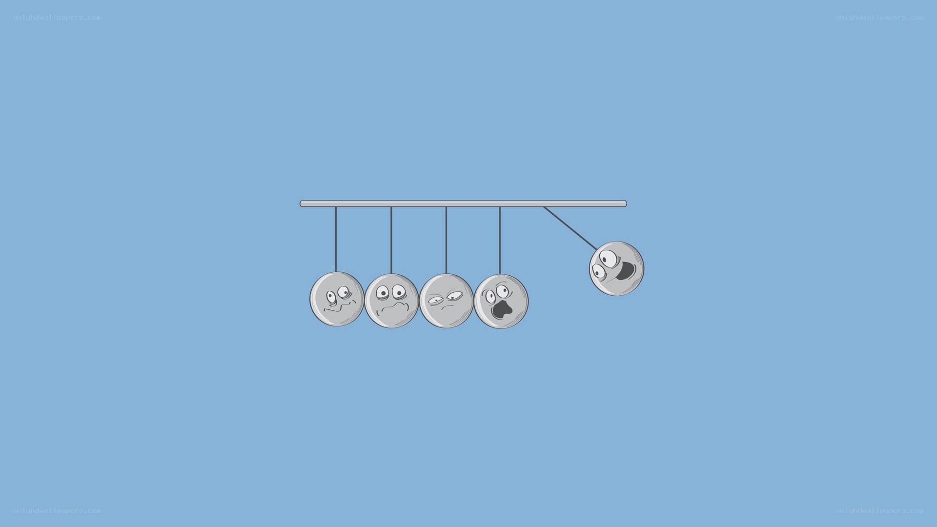 Newton's cradle with faces