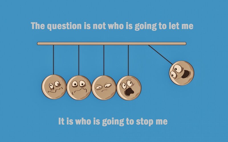 Newton's Cradle with Faces — Blue, Thoughtful