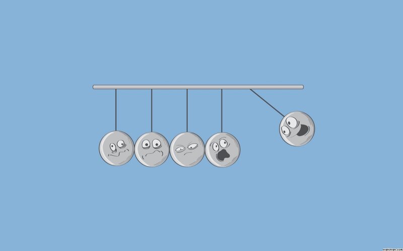 Newton's Cradle with Faces — Blue