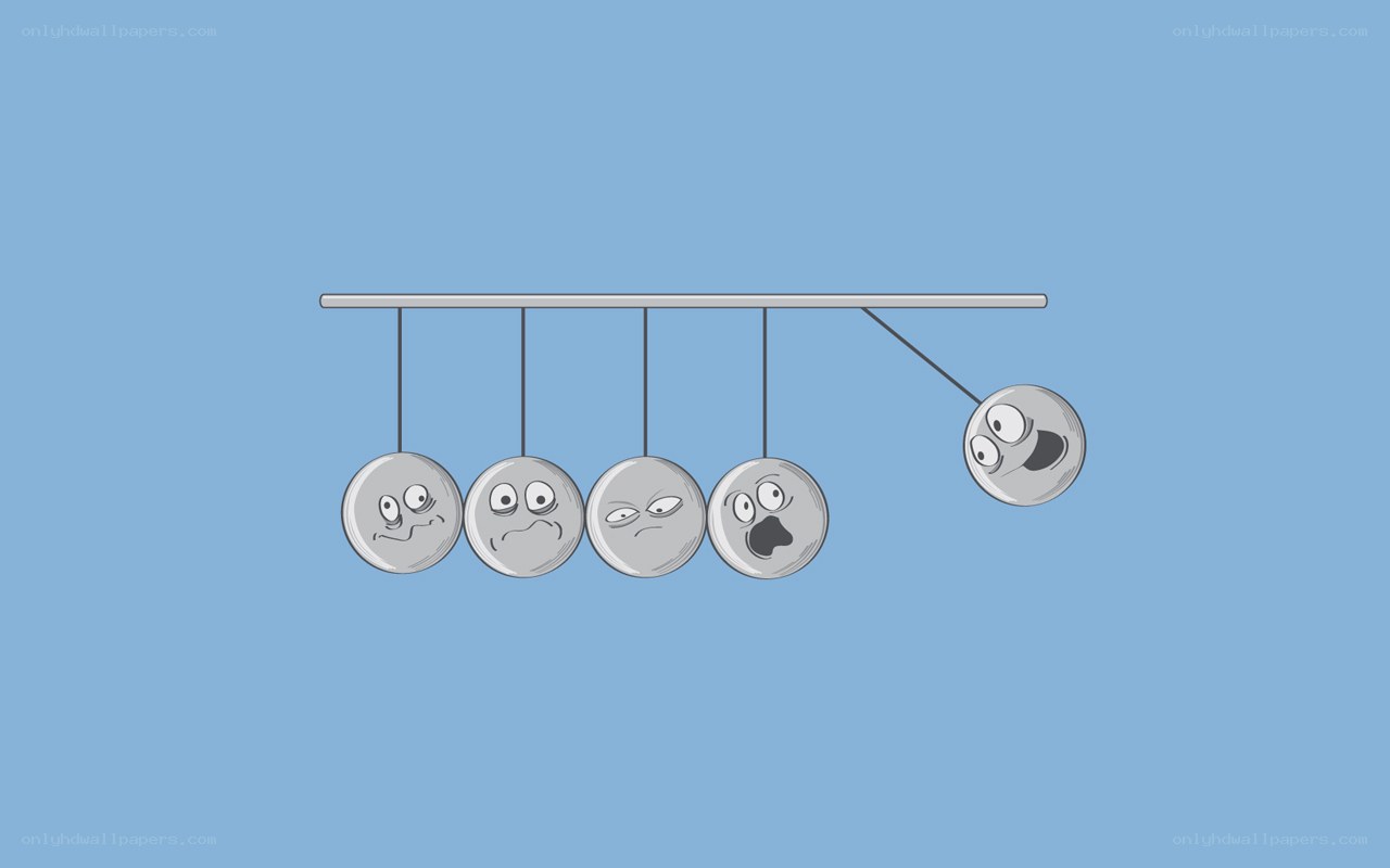 Newton's cradle with faces