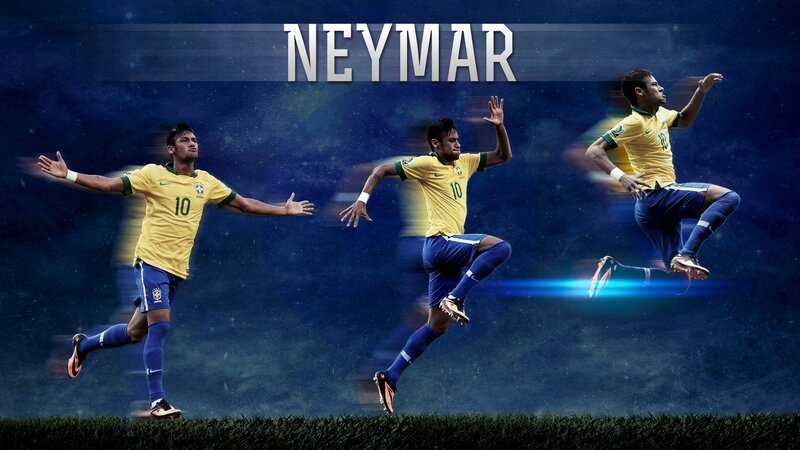 Neymar in Brazil Jersey — Blue, Dramatic