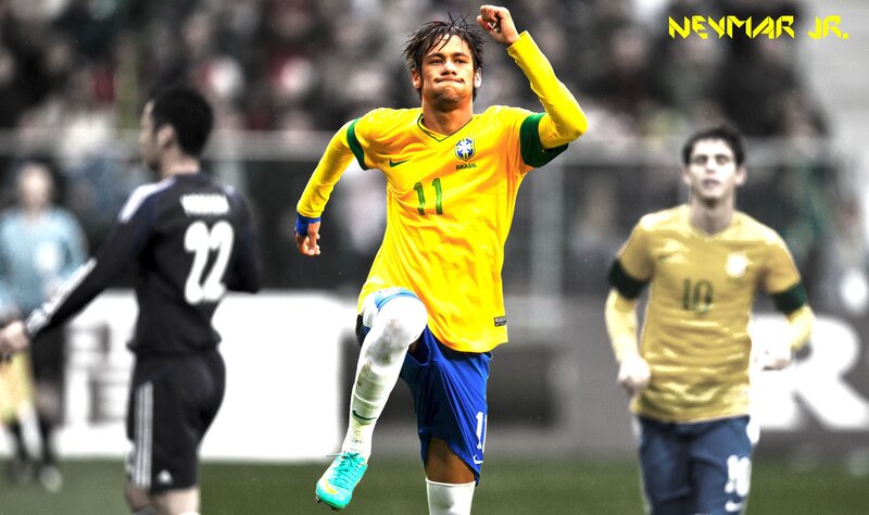 Neymar Jr celebrates on field