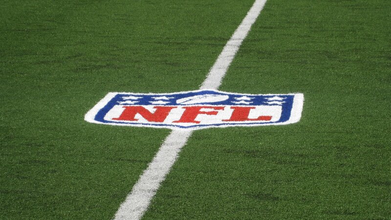 NFL logo on a football field