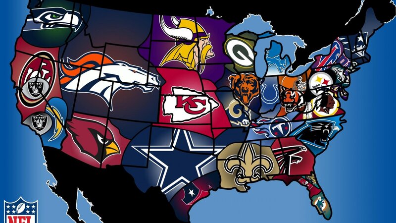 NFL Team Logos on Map