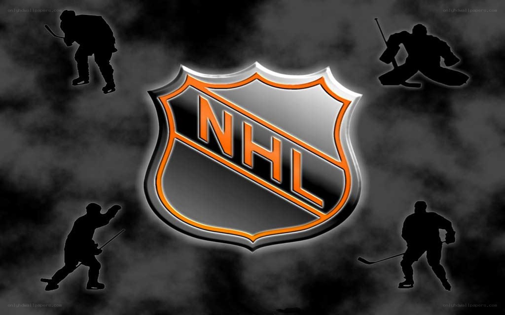 NHL logo with player silhouettes