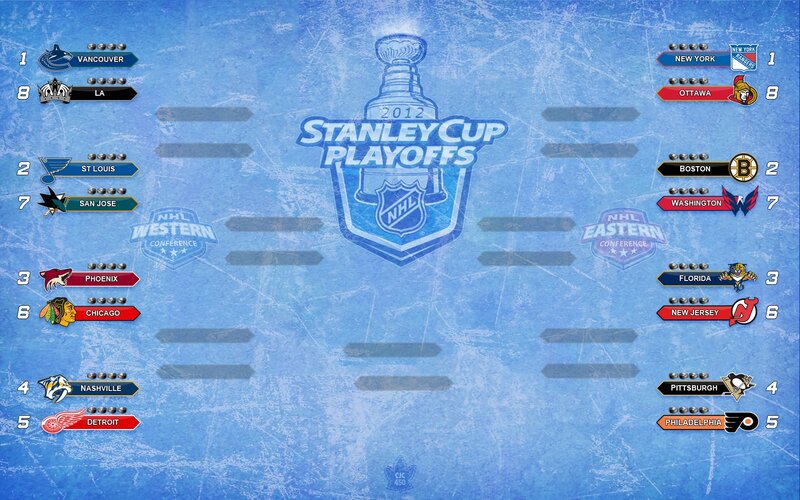 NHL Playoff Bracket — Blue, Competitive, Digital Art, Team Logos, Conference Seals
