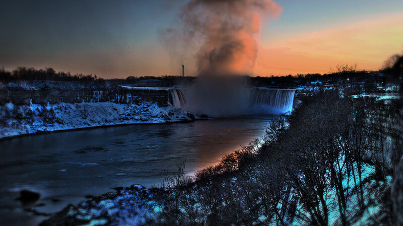 Niagara Falls at Dusk — Blue, Dramatic, Winter