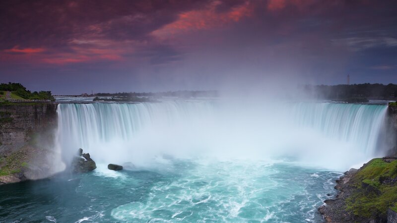 Niagara Falls at Dusk — Purple, Dramatic, Sunset, Photograph, Clouds