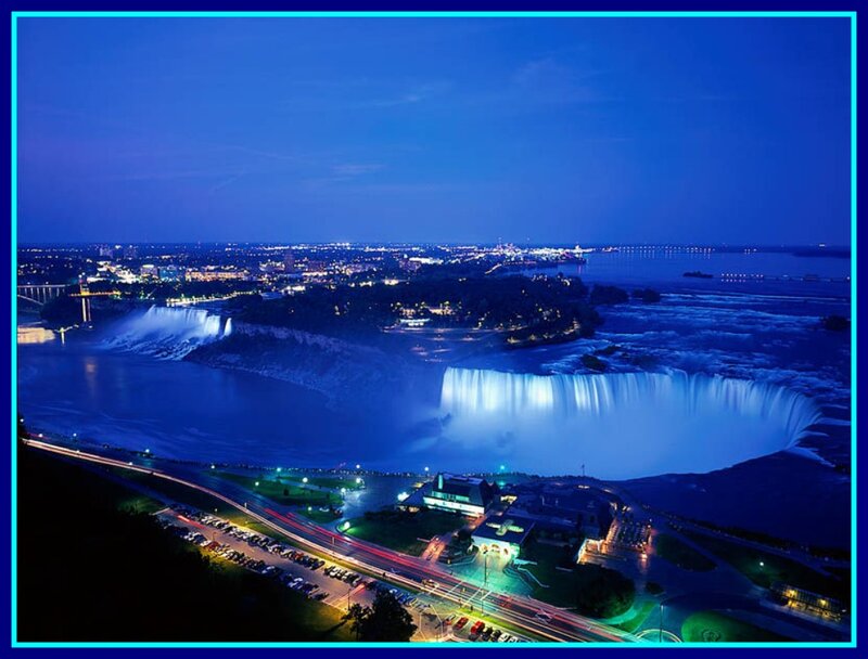 Niagara Falls at Night — Blue, Dramatic, Photograph, City Lights