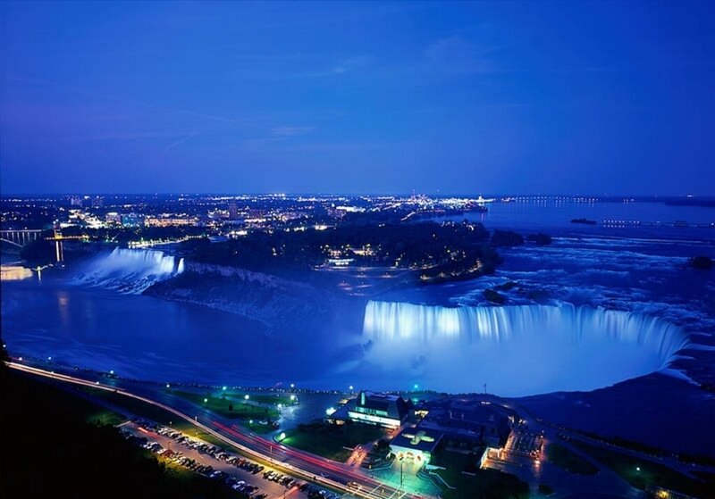 Niagara Falls at Night — Blue, Dramatic, Photograph