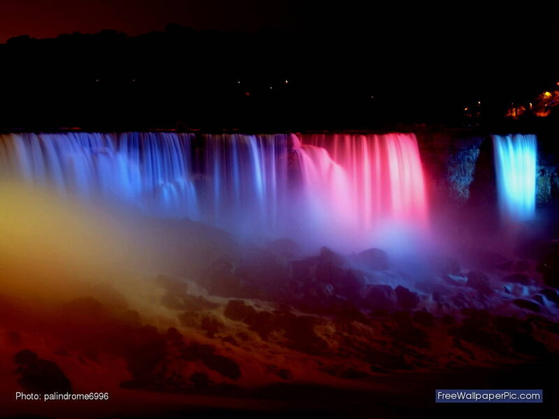 Niagara Falls at Night — Blue, Dramatic, Photograph, Waterfall