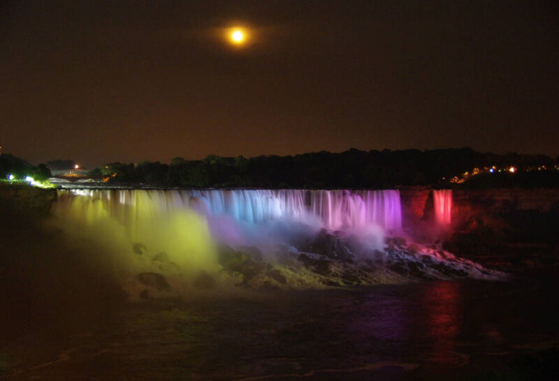 Niagara Falls at Night — Purple, Dramatic, Photograph, Moon