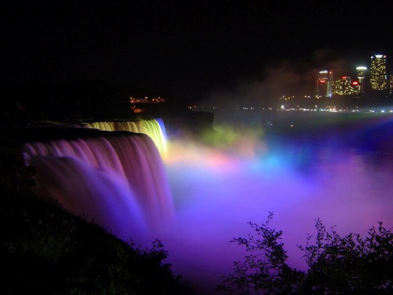 Niagara Falls at Night — Purple, Dramatic, Photograph