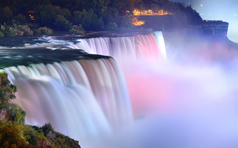 Niagara Falls at Night — White, Dramatic