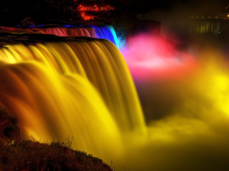 Niagara Falls at Night — Yellow, Dramatic