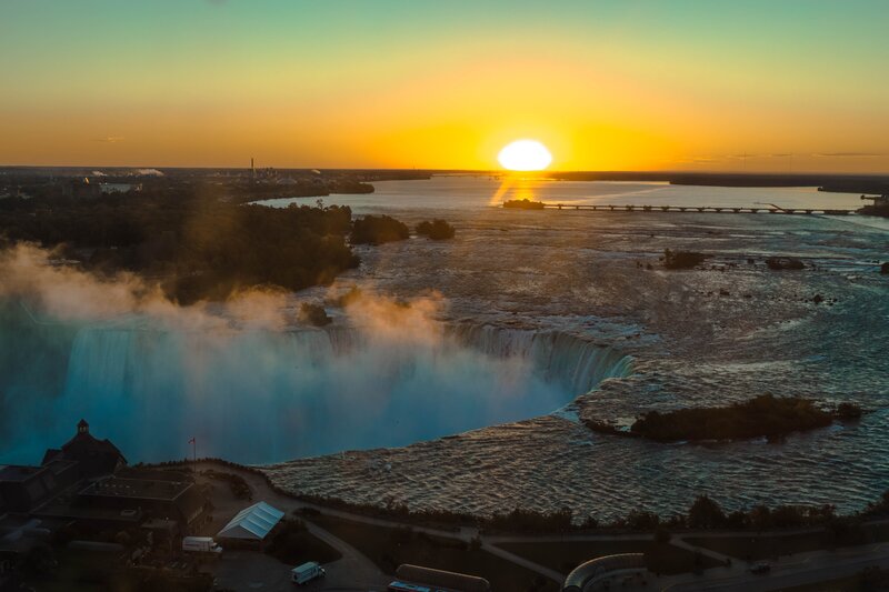 Niagara Falls at Sunset — Blue, Dramatic, Photograph, Sun
