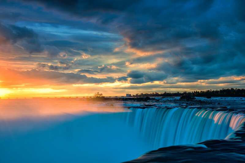 Niagara Falls at Sunset — Blue, Dramatic, Photograph