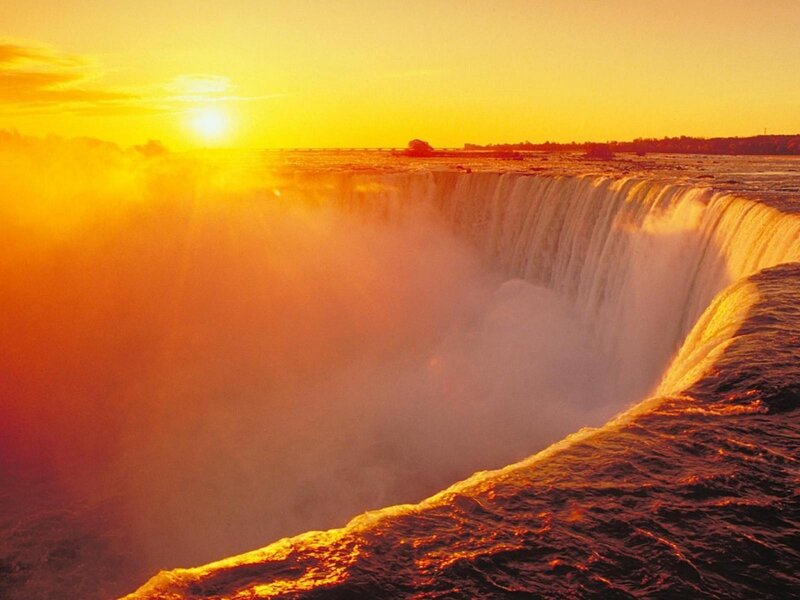 Niagara Falls at Sunset — Orange, Dramatic