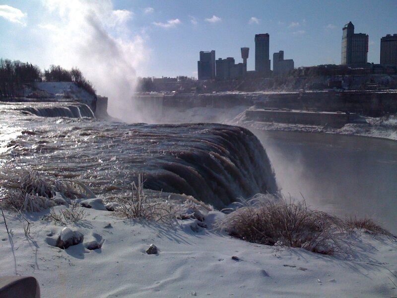 Niagara Falls in Winter — White, Cold, Photograph, City Skyline