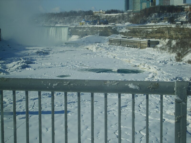 Niagara Falls in Winter — White, Cold, Photograph, Snow, Ice, Buildings