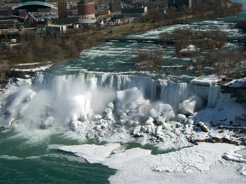 Niagara Falls in Winter — White, Dramatic, Photograph, River