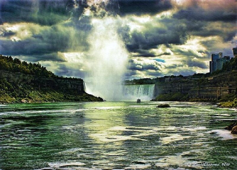 Niagara Falls under stormy sky