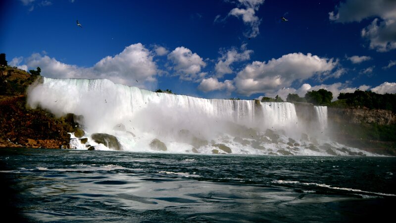 Niagara Falls Waterfall — Blue, Dramatic, Afternoon, Photograph, Birds, Clouds