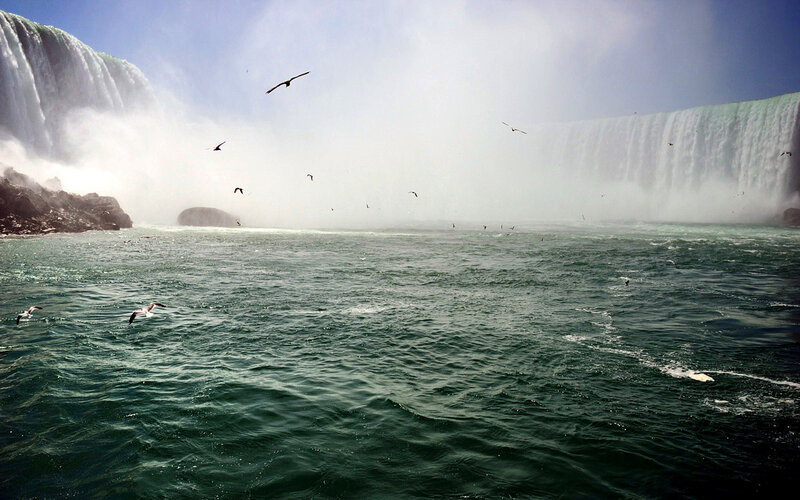 Niagara Falls Waterfall — Blue, Dramatic, Afternoon, Photograph, Birds