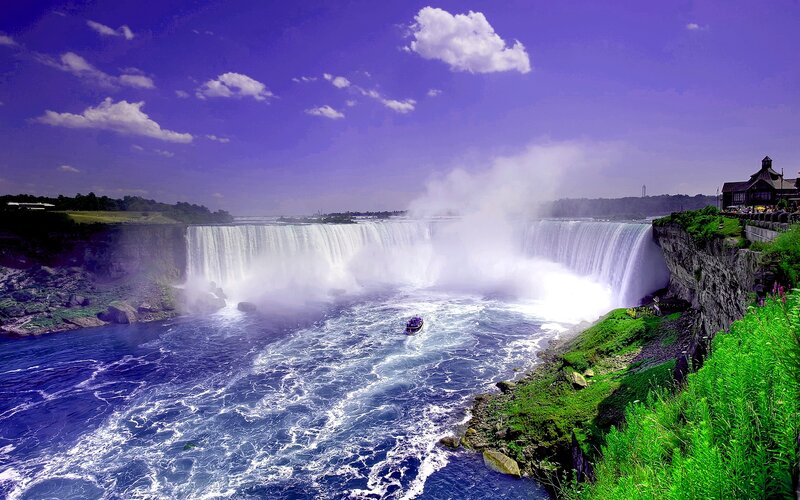 Niagara Falls Waterfall — Blue, Dramatic, Afternoon, Photograph, Boat, Clouds