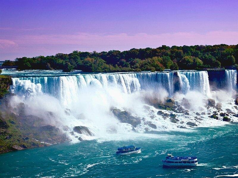 Niagara Falls Waterfall — Blue, Dramatic, Afternoon, Photograph, Boats