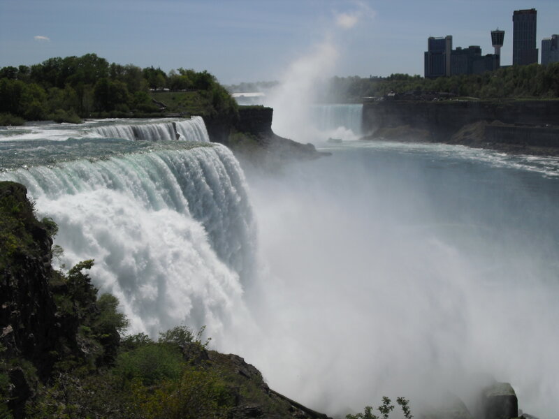 Niagara Falls Waterfall — Blue, Dramatic, Afternoon, Photograph, City Skyline