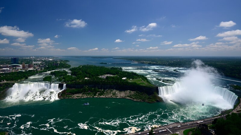 Niagara Falls Waterfall — Blue, Dramatic, Afternoon, Photograph, Cityscape, River