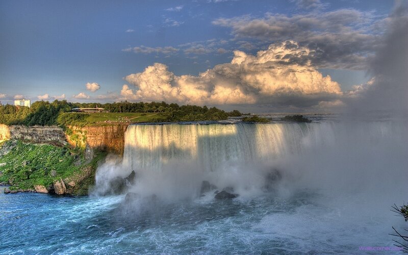Niagara Falls Waterfall — Blue, Dramatic, Afternoon, Photograph, Cliffs