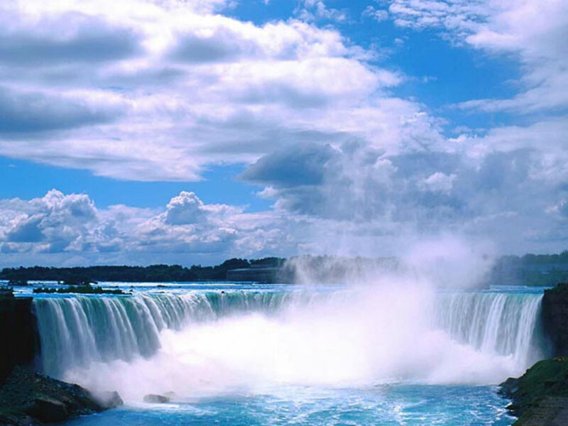 Niagara Falls Waterfall — Blue, Dramatic, Afternoon, Photograph, Clouds, River, Trees