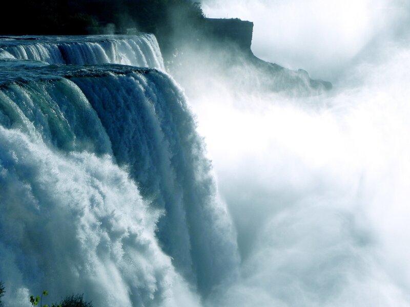 Niagara Falls Waterfall — Blue, Dramatic, Afternoon, Photograph, Mist, Cliff