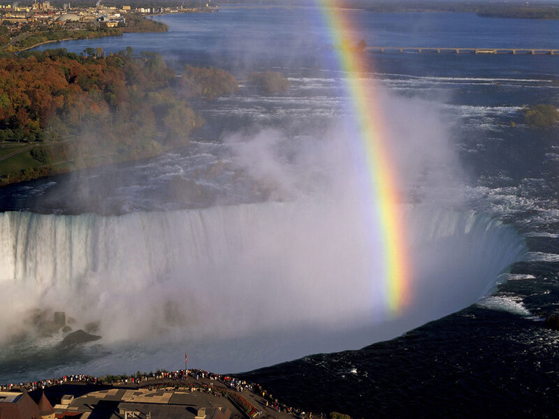 Niagara Falls Waterfall — Blue, Dramatic, Afternoon, Photograph, Rainbow